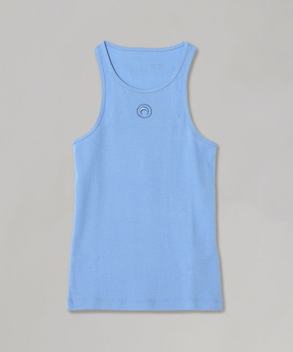 Moon Logo Ribbed Jersey Tank Top-Marine Serre-Forget-me-nots Online Store