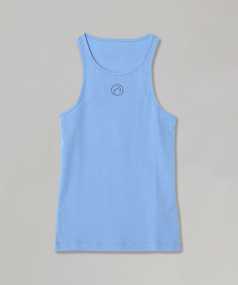 Moon Logo Ribbed Jersey Tank Top-Marine Serre-Forget-me-nots Online Store