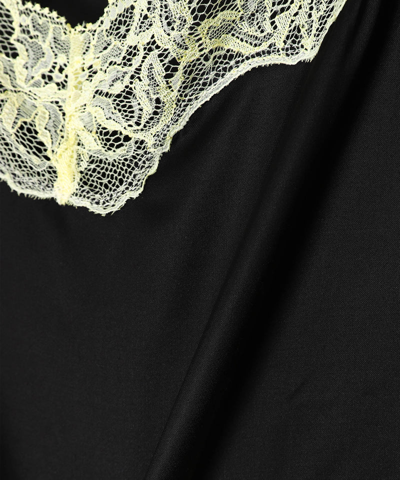 Satin & Lace Midi Skirt-Marine Serre-Forget-me-nots Online Store