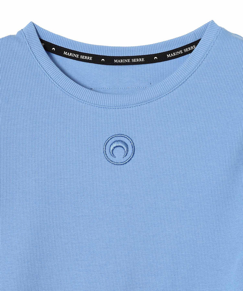 Moon Logo Ribbed Jersey Ls Mini Crewneck Dress-Marine Serre-Forget-me-nots Online Store