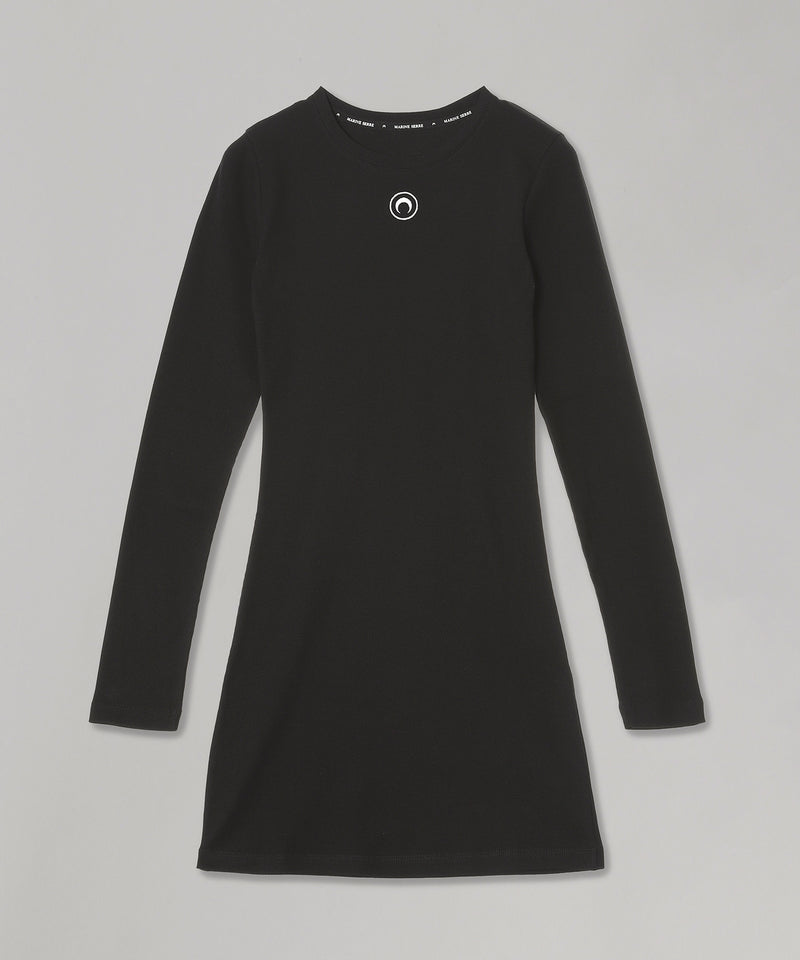 Moon Logo Ribbed Jersey Ls Mini Crewneck Dress-Marine Serre-Forget-me-nots Online Store