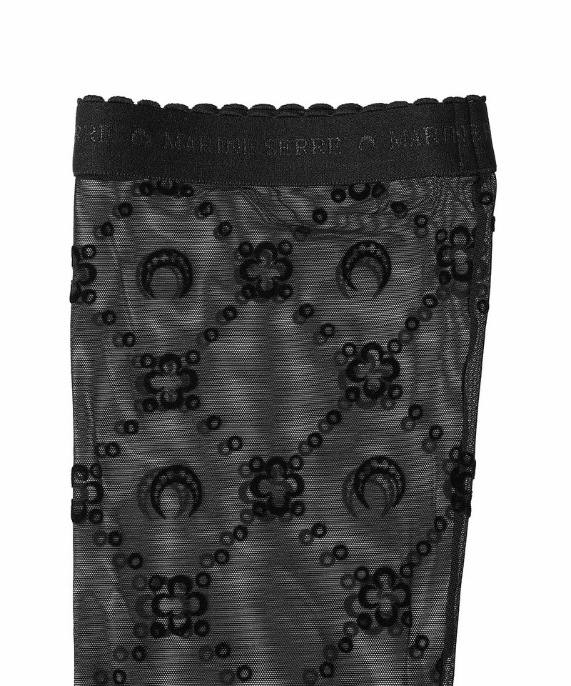 Moonogram Mesh Flock Long Socks-Marine Serre-Forget-me-nots Online Store