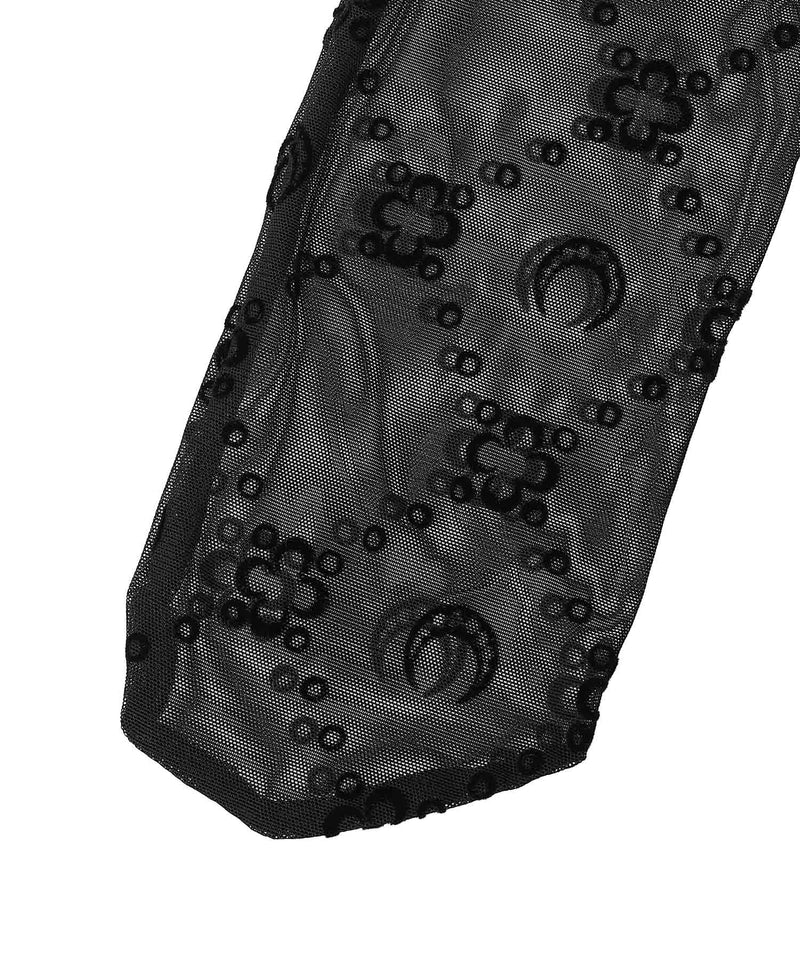 Moonogram Mesh Flock Long Socks-Marine Serre-Forget-me-nots Online Store