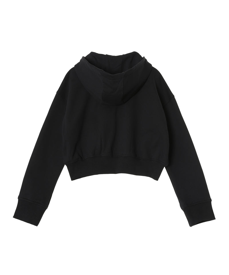 Moon Logo Fleece Cropped Zipped Hoodie-Marine Serre-Forget-me-nots Online Store