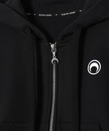 Moon Logo Fleece Cropped Zipped Hoodie-Marine Serre-Forget-me-nots Online Store