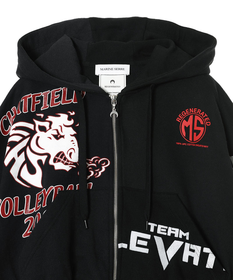 Regenerated Graphic Jersey Cropped Zipped Hoodie-Marine Serre-Forget-me-nots Online Store