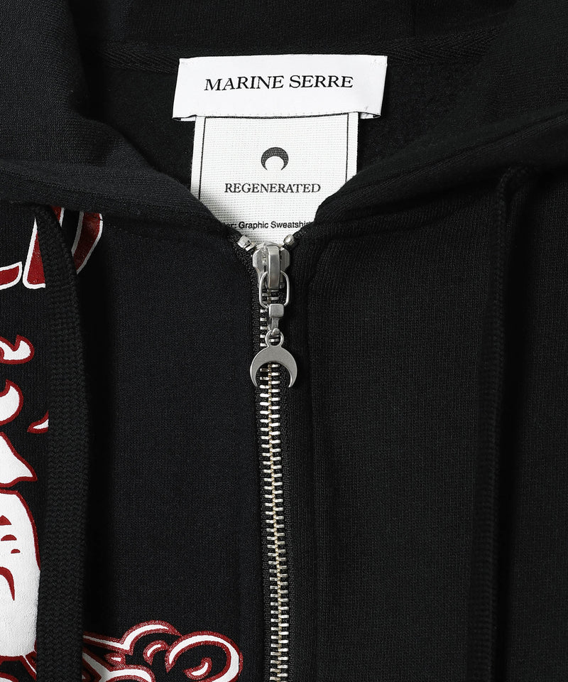 Regenerated Graphic Jersey Cropped Zipped Hoodie-Marine Serre-Forget-me-nots Online Store