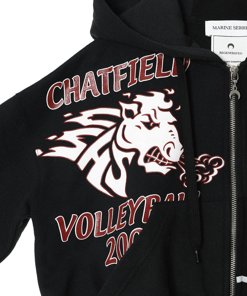 Regenerated Graphic Jersey Cropped Zipped Hoodie-Marine Serre-Forget-me-nots Online Store