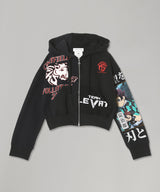 Regenerated Graphic Jersey Cropped Zipped Hoodie-Marine Serre-Forget-me-nots Online Store