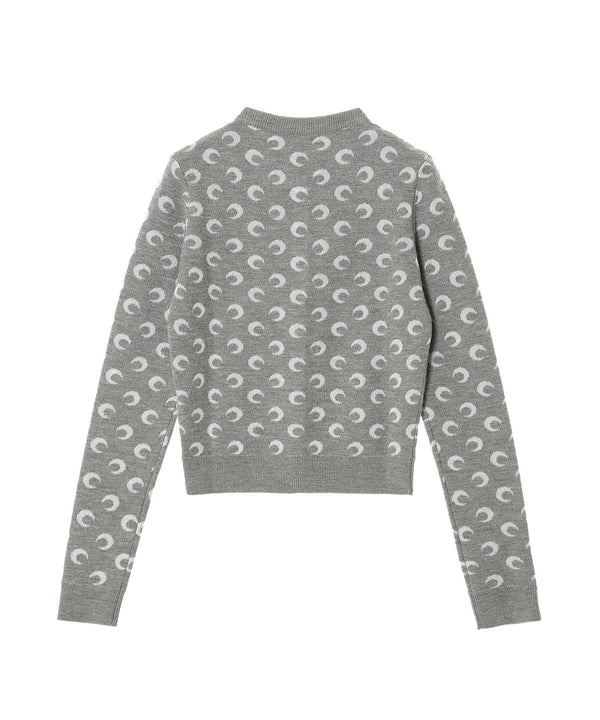 Moon Jacquard Knit Fitted Cardigan-Marine Serre-Forget-me-nots Online Store