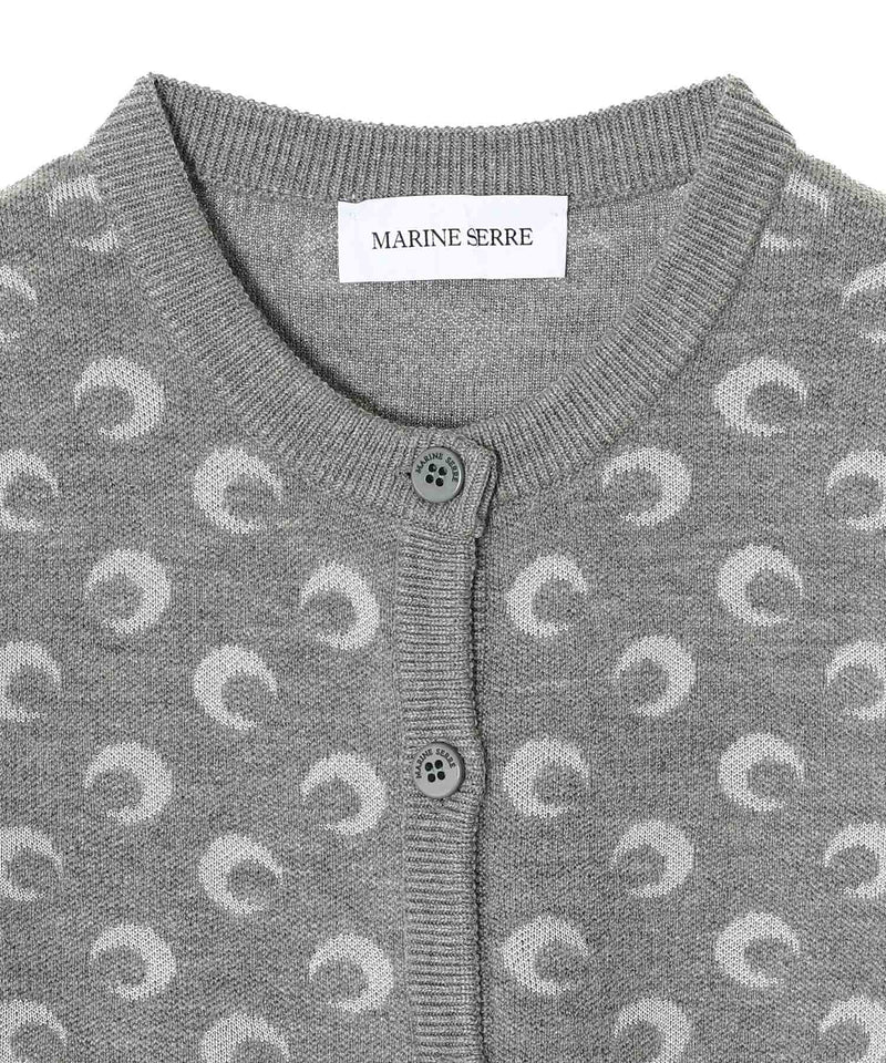 Moon Jacquard Knit Fitted Cardigan-Marine Serre-Forget-me-nots Online Store