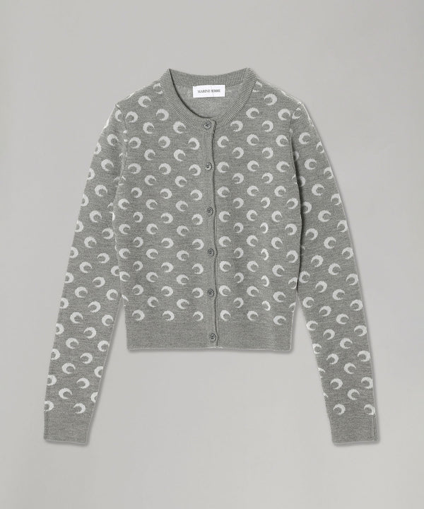 Moon Jacquard Knit Fitted Cardigan-Marine Serre-Forget-me-nots Online Store
