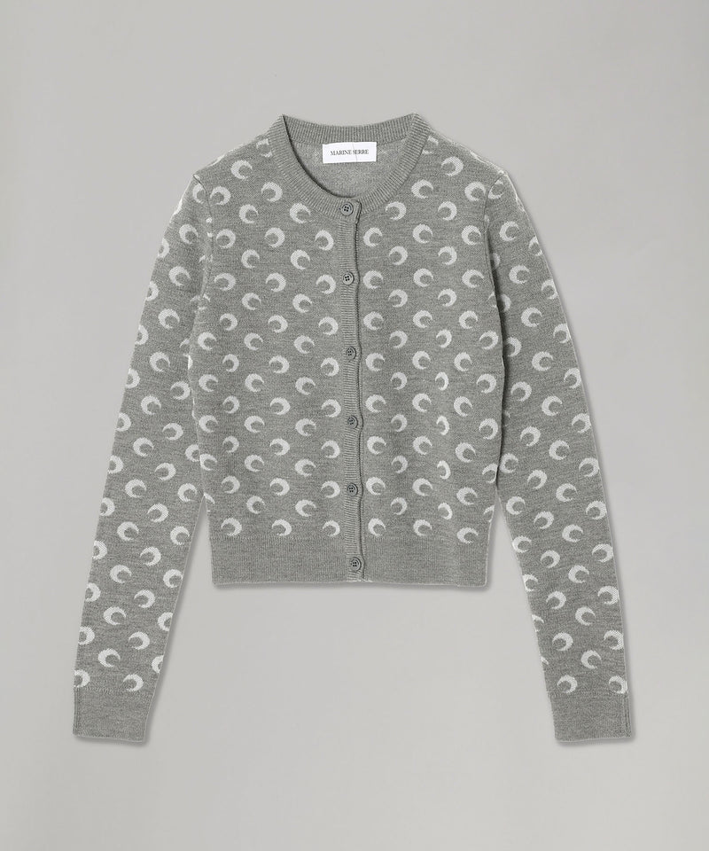Moon Jacquard Knit Fitted Cardigan-Marine Serre-Forget-me-nots Online Store