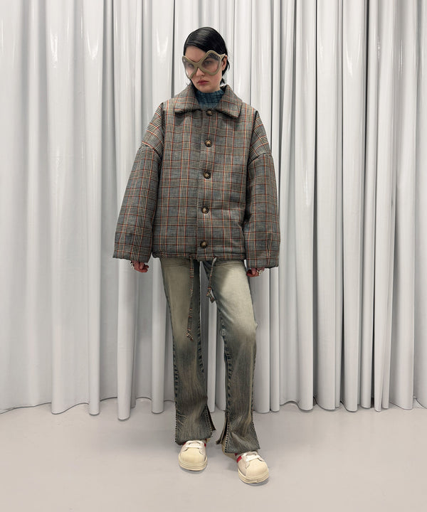 Jacket Checked Brown-AVAVAV-Forget-me-nots Online Store