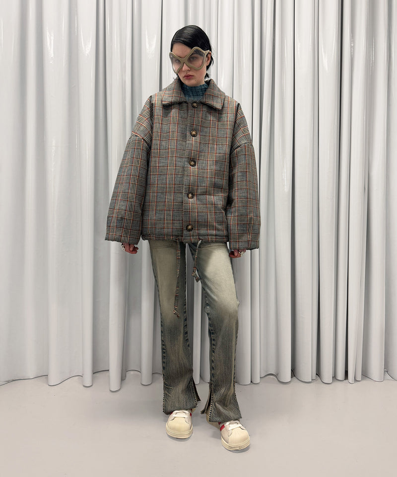 Jacket Checked Brown-AVAVAV-Forget-me-nots Online Store