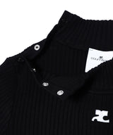 Shoulder Snaps Rib Knit Crop Sweater-courrèges-Forget-me-nots Online Store