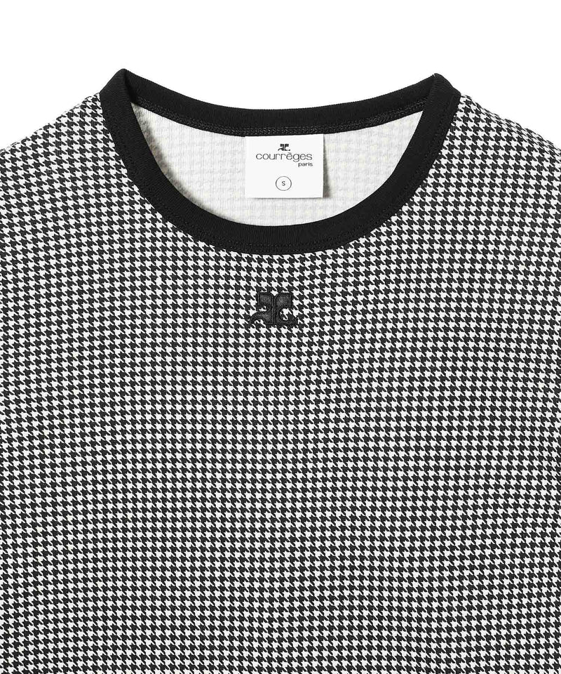 Contrast Houndstooth T-Shirt-courrèges-Forget-me-nots Online Store