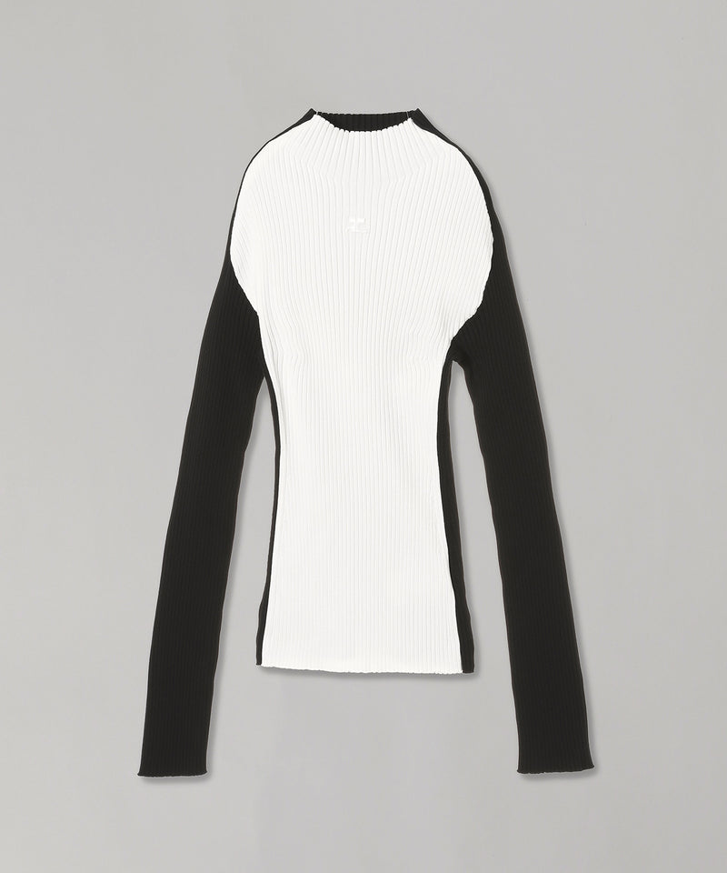 Frame Contrast Rib Knit Sweater-courrèges-Forget-me-nots Online Store