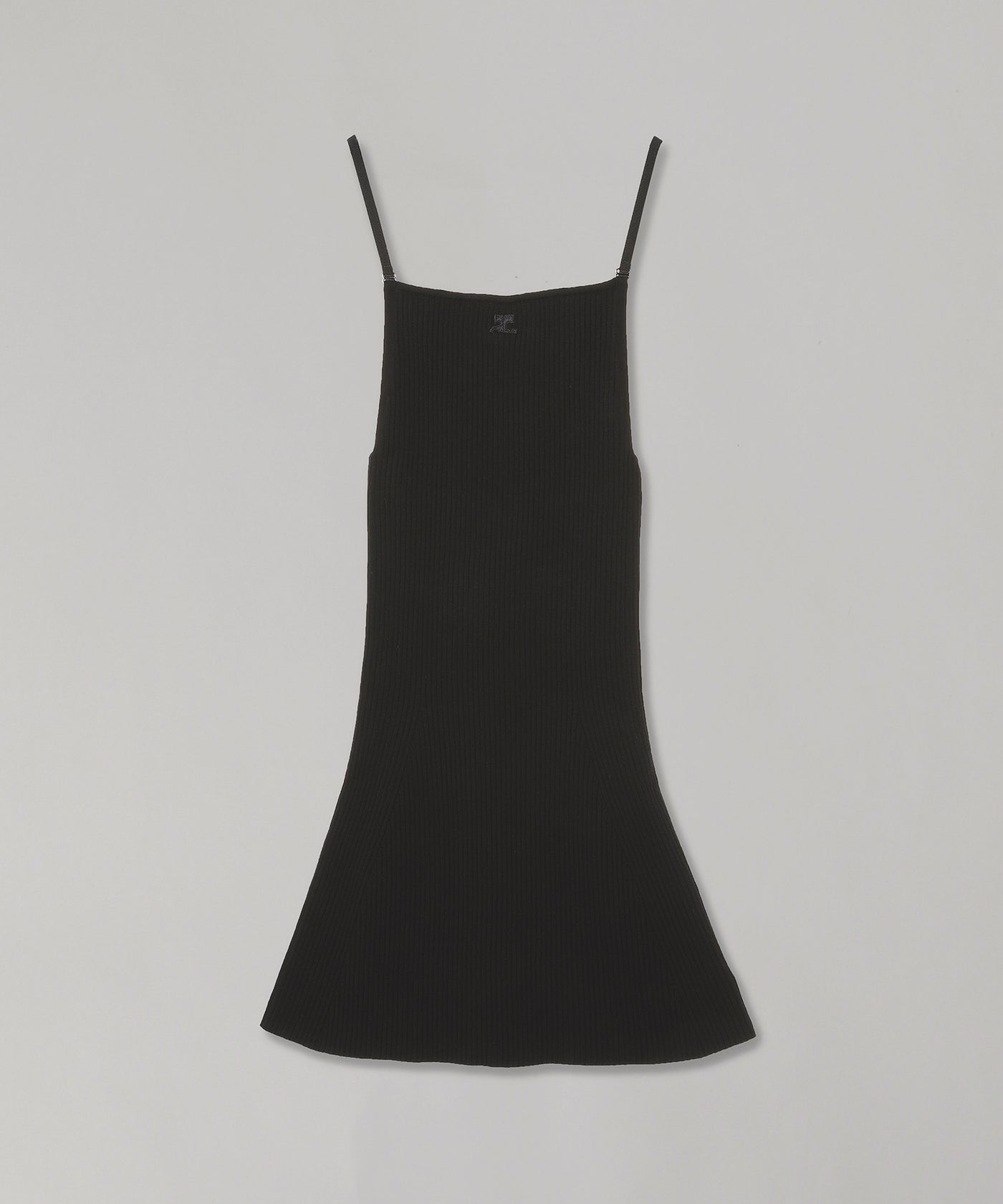 関送込◆Courreges◆リブミニドレス リブストライプドレス/胸元オープンカット/パールボタン/谷間