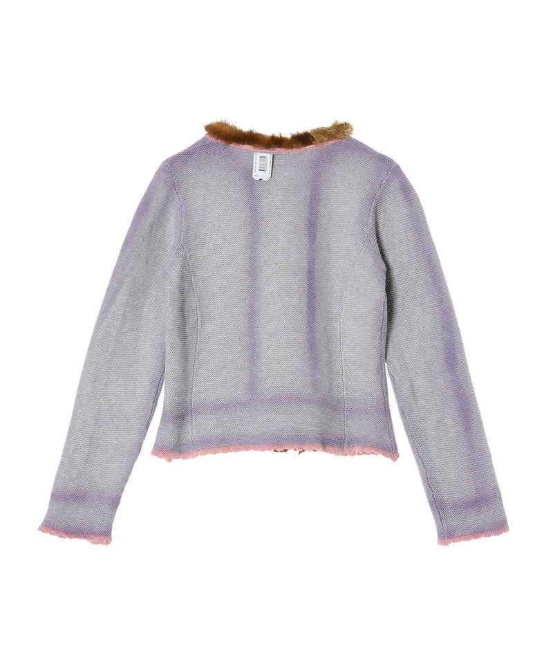 Vintage Knit & Fur Scraps Light Colour Sprayers Cardigan Fur Collar-prototypes-Forget-me-nots Online Store