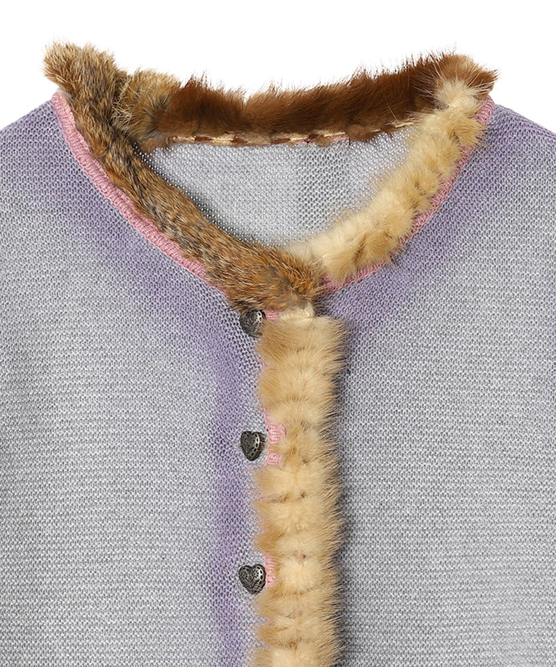 Vintage Knit & Fur Scraps Light Colour Sprayers Cardigan Fur Collar-prototypes-Forget-me-nots Online Store