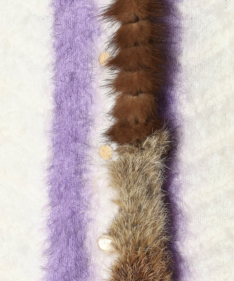 Vintage Knit & Fur Scraps Light Colour Sprayers Cardigan Fur Collar-prototypes-Forget-me-nots Online Store