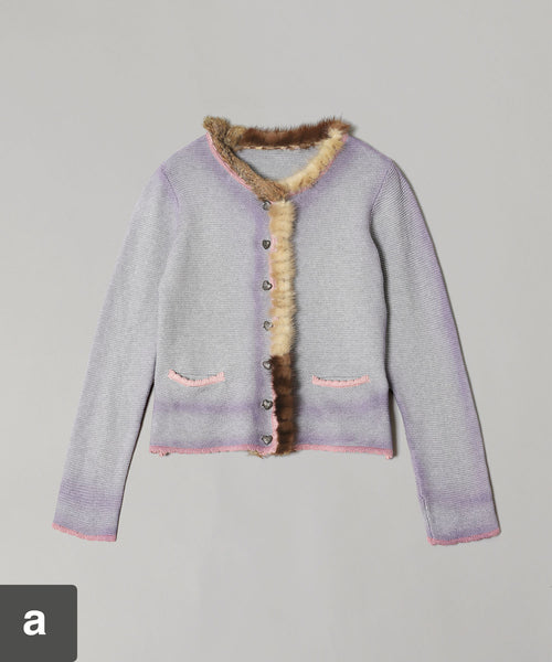 Vintage Knit & Fur Scraps Light Colour Sprayers Cardigan Fur Collar-prototypes-Forget-me-nots Online Store