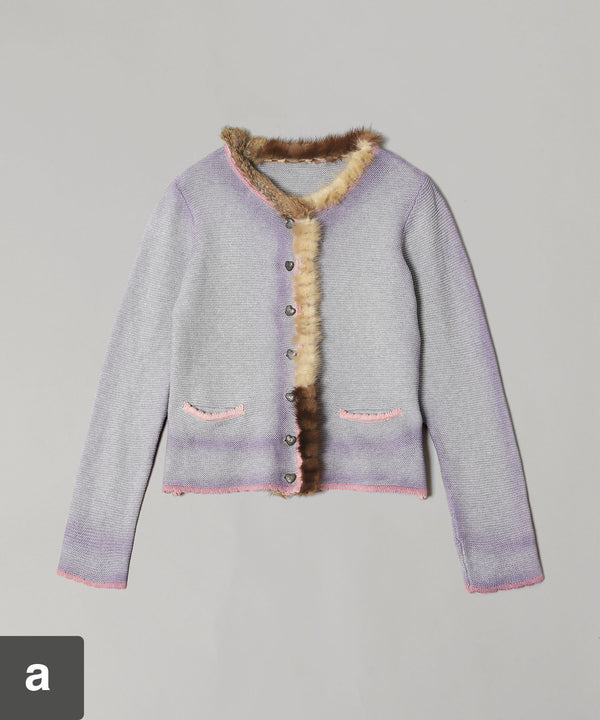 Vintage Knit & Fur Scraps Light Colour Sprayers Cardigan Fur Collar-prototypes-Forget-me-nots Online Store