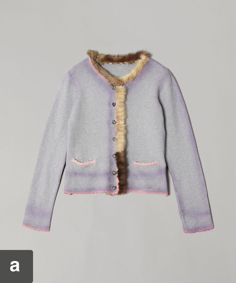 Vintage Knit & Fur Scraps Light Colour Sprayers Cardigan Fur Collar-prototypes-Forget-me-nots Online Store