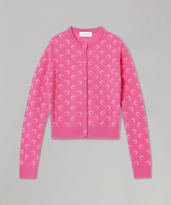 Moon Jacquard Knit Fitted Cardigan
