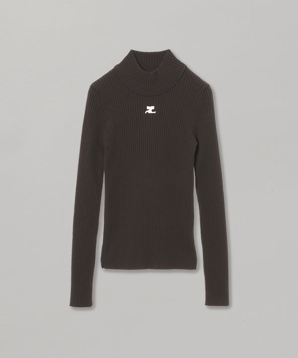 Mockneck Rib Knit Sweater-courrèges-Forget-me-nots Online Store