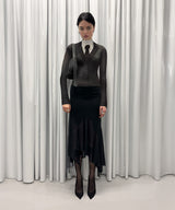 Long Draped Skirt Black-AVAVAV-Forget-me-nots Online Store