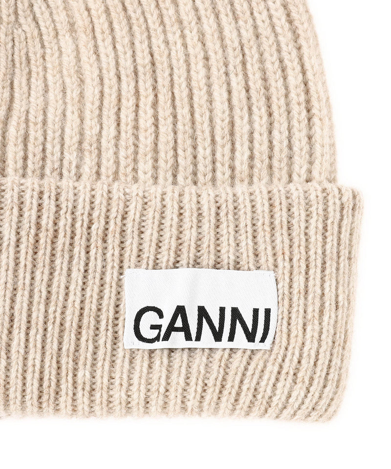 Light Structured Rib Knit Beanie-GANNI-Forget-me-nots Online Store