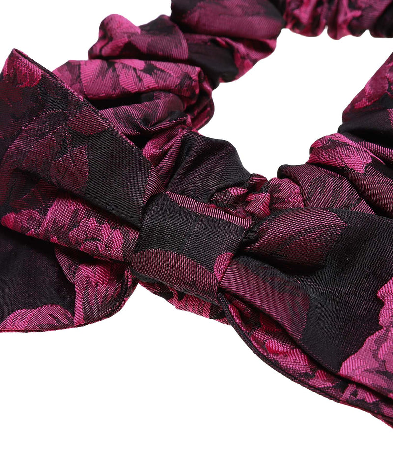 Botanical Jacquard Bow Scrunchie-GANNI-Forget-me-nots Online Store