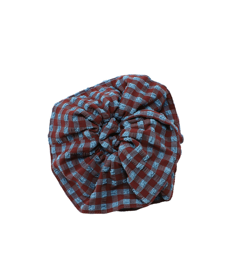 Stretch Seersucker Ruffle Scrunchie-GANNI-Forget-me-nots Online Store