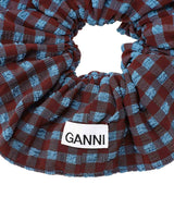 Stretch Seersucker Ruffle Scrunchie-GANNI-Forget-me-nots Online Store