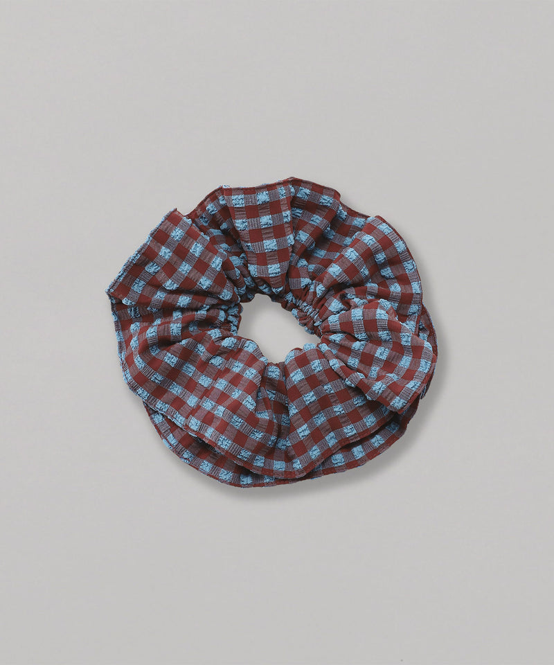 Stretch Seersucker Ruffle Scrunchie-GANNI-Forget-me-nots Online Store