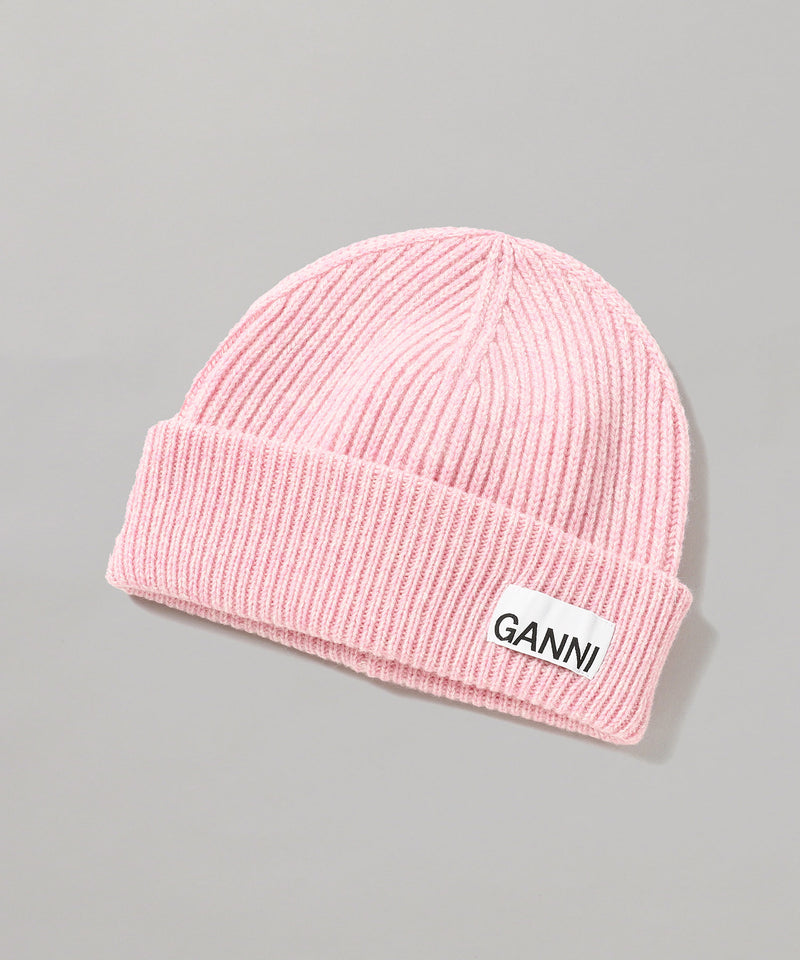 Light Structured Rib Knit Beanie-GANNI-Forget-me-nots Online Store