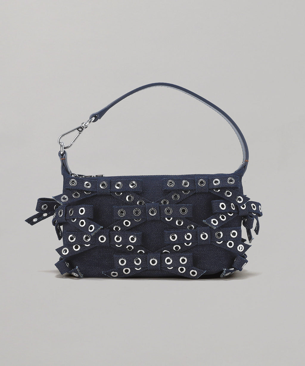 ガニー(GANNI)｜Butterfly Small Pouch Bow Eyelet Denim