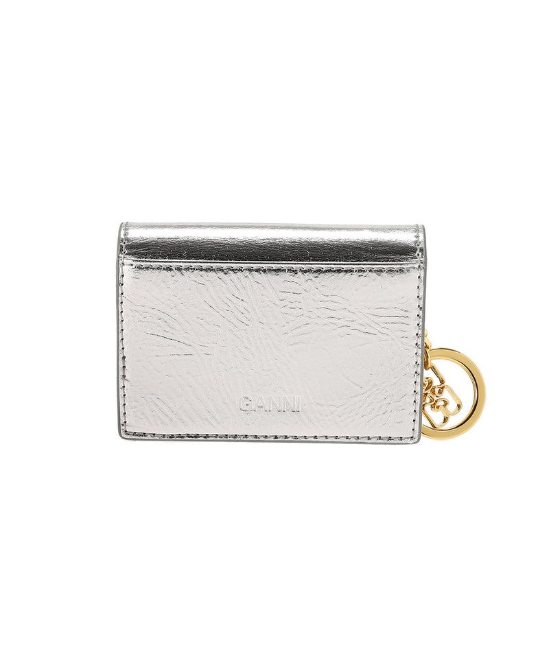 Ganni Bou Flap Card Holder Metallic-GANNI-Forget-me-nots Online Store