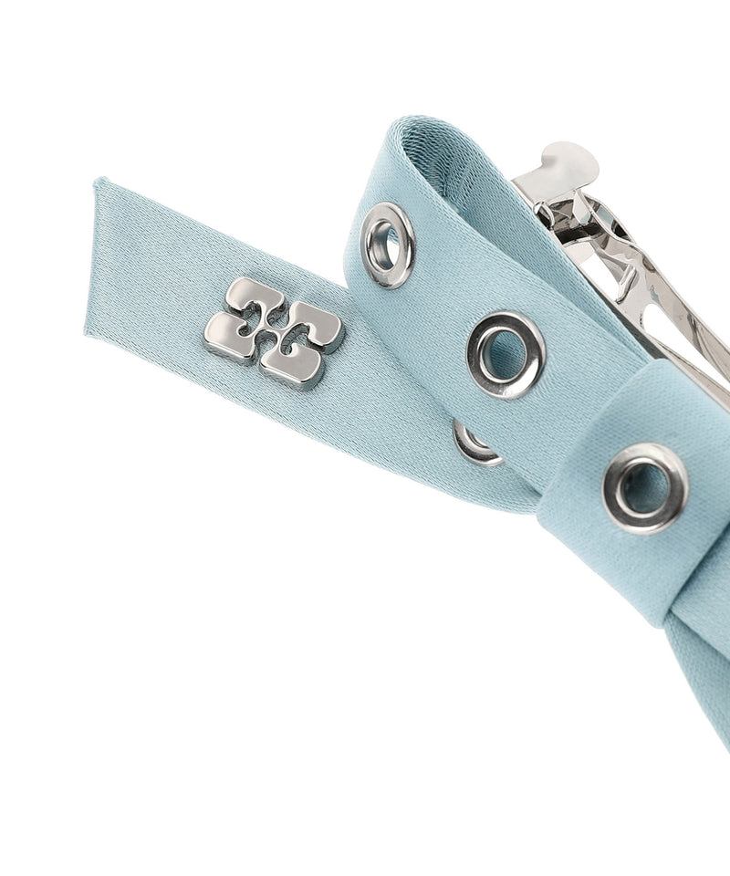 Eyelet Bow Barrette Satin-GANNI-Forget-me-nots Online Store