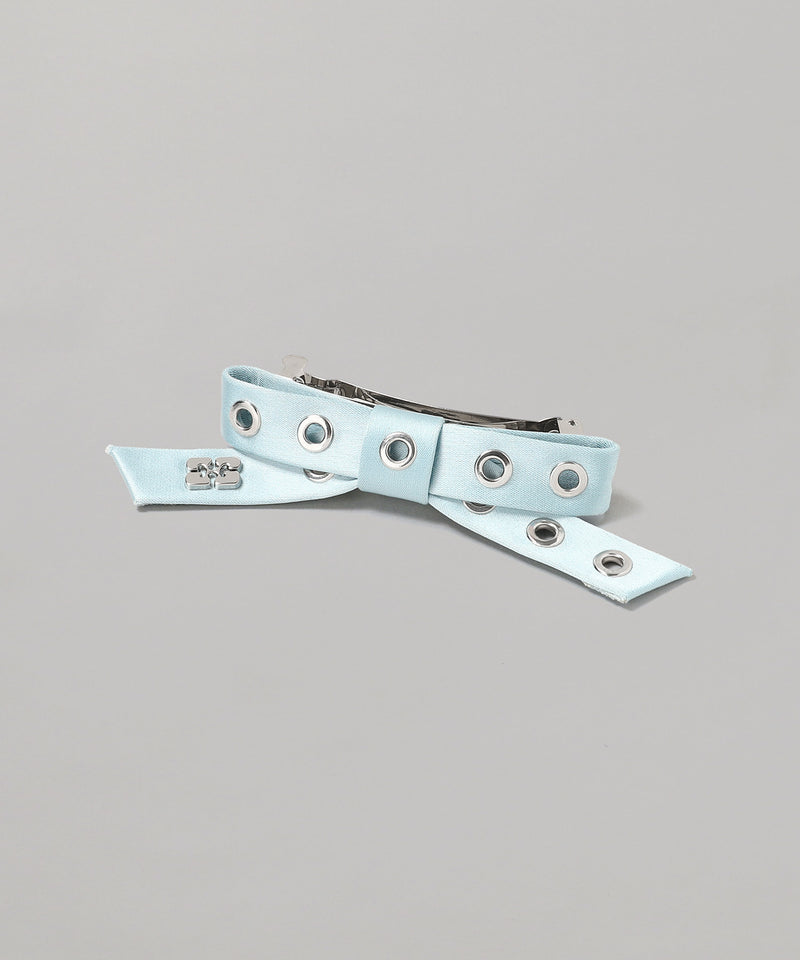 Eyelet Bow Barrette Satin-GANNI-Forget-me-nots Online Store