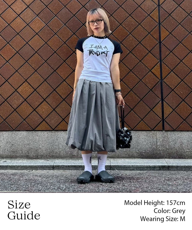 Baloon Pleats Belted Skirt-Forget-me-nots-Forget-me-nots Online Store