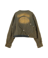 Circle Cut-Out Denim Jacket-Cycle by myob-Forget-me-nots Online Store