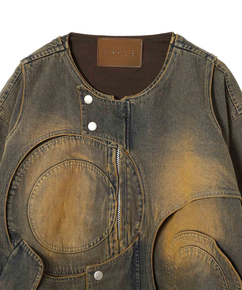 Circle Cut-Out Denim Jacket-Cycle by myob-Forget-me-nots Online Store