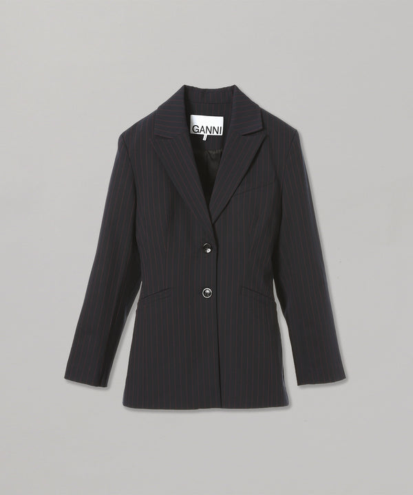 Stretch Stripe Fitted Blazer-GANNI-Forget-me-nots Online Store