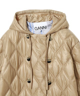 Shiny Quilt Hooded Jacket-GANNI-Forget-me-nots Online Store