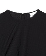 Stretch Seersucker Gathered Mini Dress-GANNI-Forget-me-nots Online Store