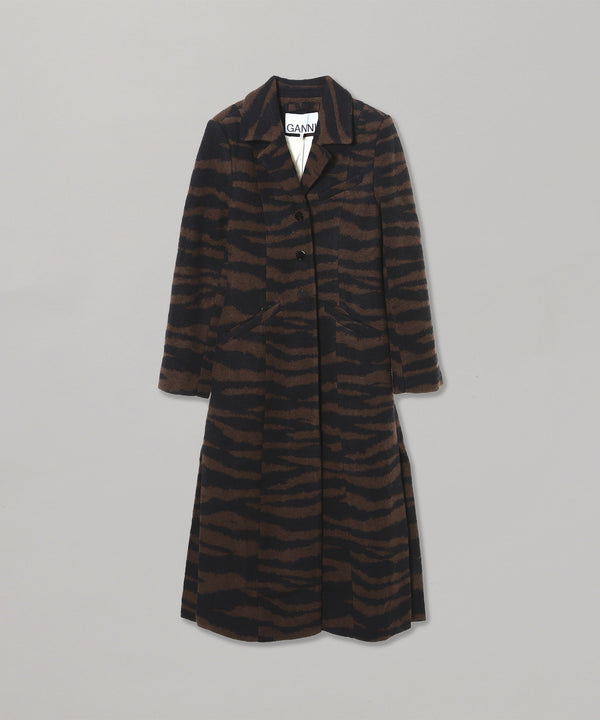 Wool Jacquard Fitted Coat-GANNI-Forget-me-nots Online Store