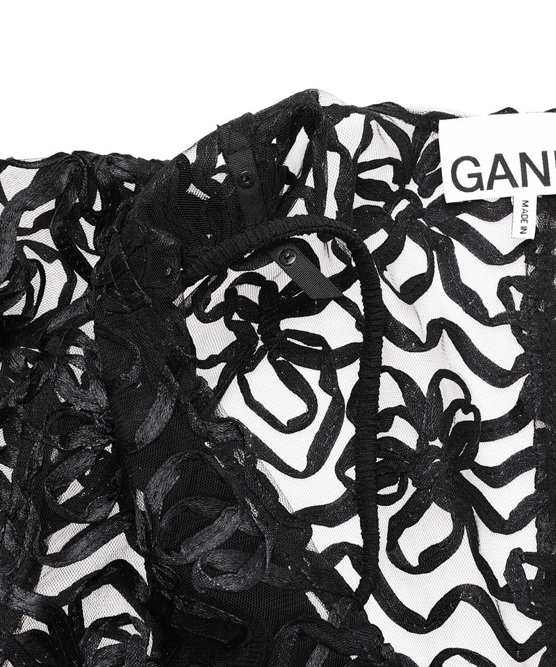 Ribbon Tulle Flounce Midi Dress-GANNI-Forget-me-nots Online Store